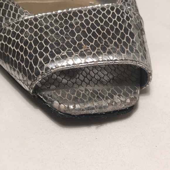 BCBGirls Silver Open Toe Flats, 6B - Picture 3 of 6